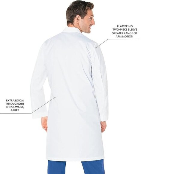 NWT - Landau Men's Relaxed Fit 3-pocket 5-button Full-length Lab Coat - Picture 5 of 6